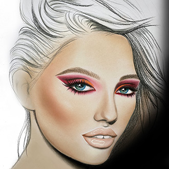 Facechart art featuring bronze eye shadows