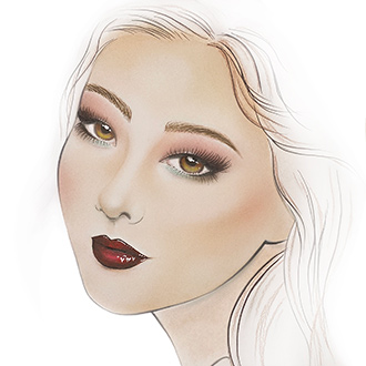 Facechart art featuring vintage glam look