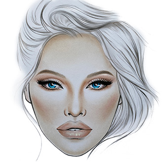 Facechart art featuring nude glam